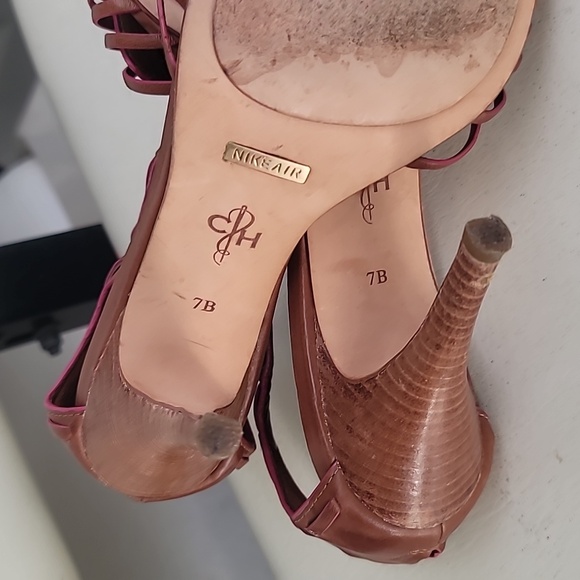 Cole Haan Womens Shoes 7B Brown Nike Air Strappy Sandals Heels Leather Career - Picture 3 of 8